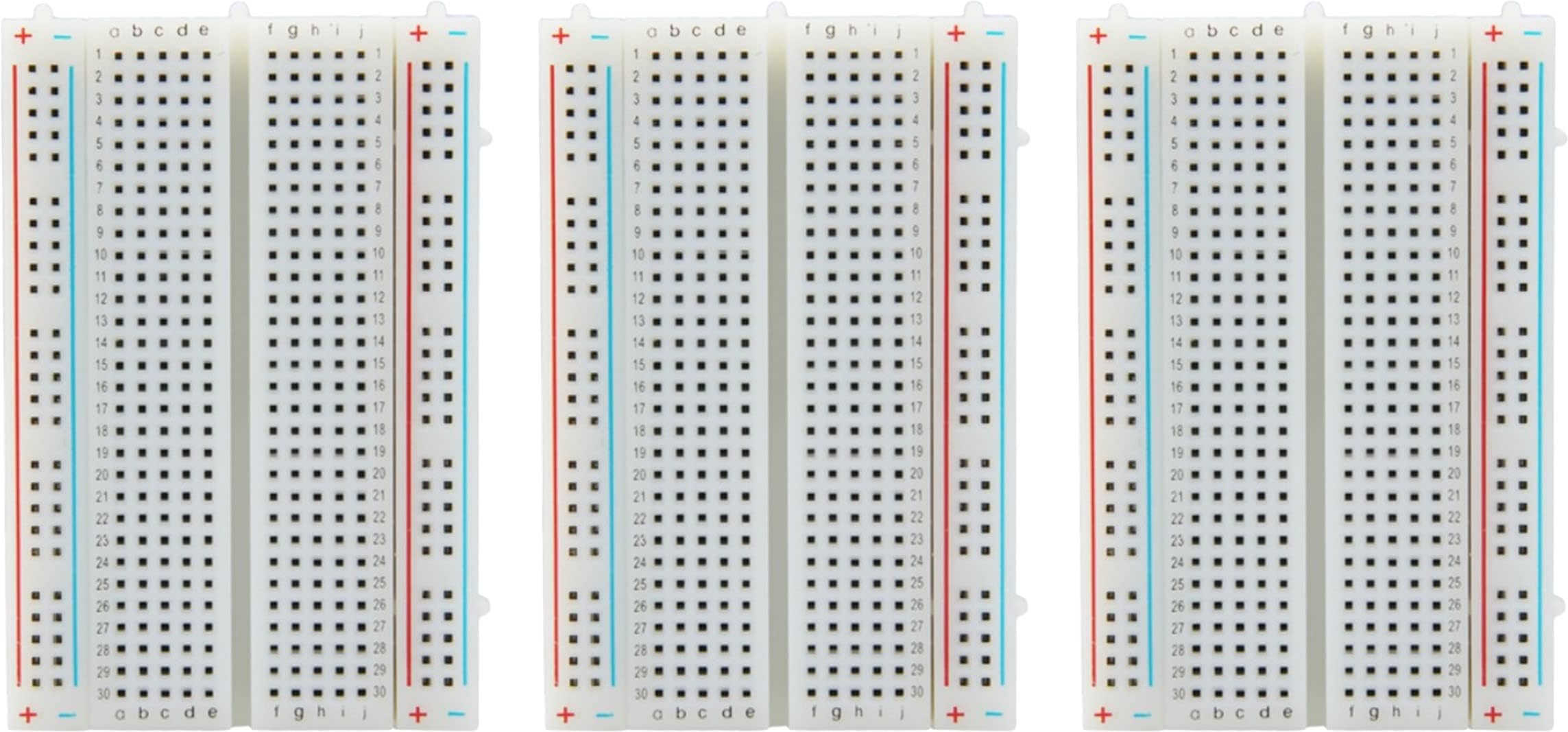 Half-Size Breadboard 400 Points for Arduino, ESP32, ESP8266, Raspberry Pi, 3 Pieces