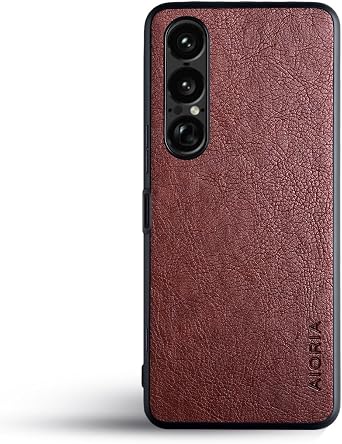 AIORIA Case for Sony Xperia 1 VII Phone Screen Premium PU Leather Cover Retro Business Design Full Protective Case for Sony Xperia 1 VII 5G Smartphone Coffee