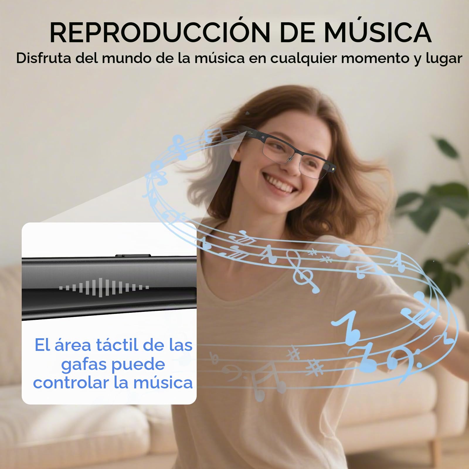 Gafas inteligentes Bluetooth con cámara HD, grabación 1080P, audio de oído abierto, micrófono ANC, música, llamadas y asistencia de voz con traducción, gafas de sol con protección UV para hombre mujer