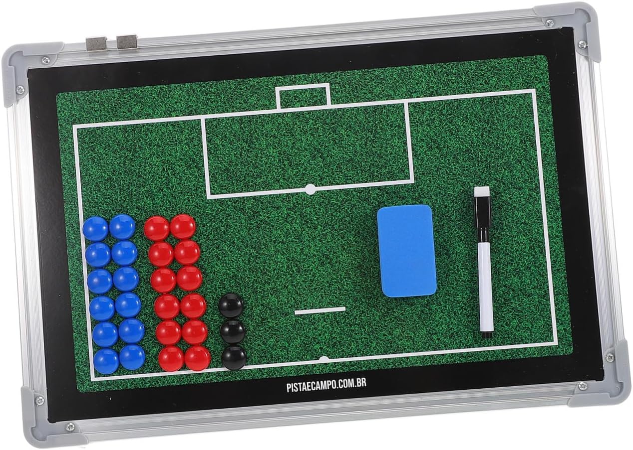 Magnetic Aluminum Alloy Soccer Coaching Board with Dry Erase Marker for Coaches, Sports Ball Strategy Planning, Soccer Match Lineup and Training Equipment
