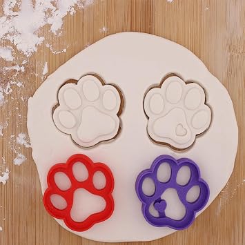 2 pack of Cute Dog Paw Cookie Cutter Combo- 2.2x2.1, Hand Made in the USA by Mighty Gadget Random Color