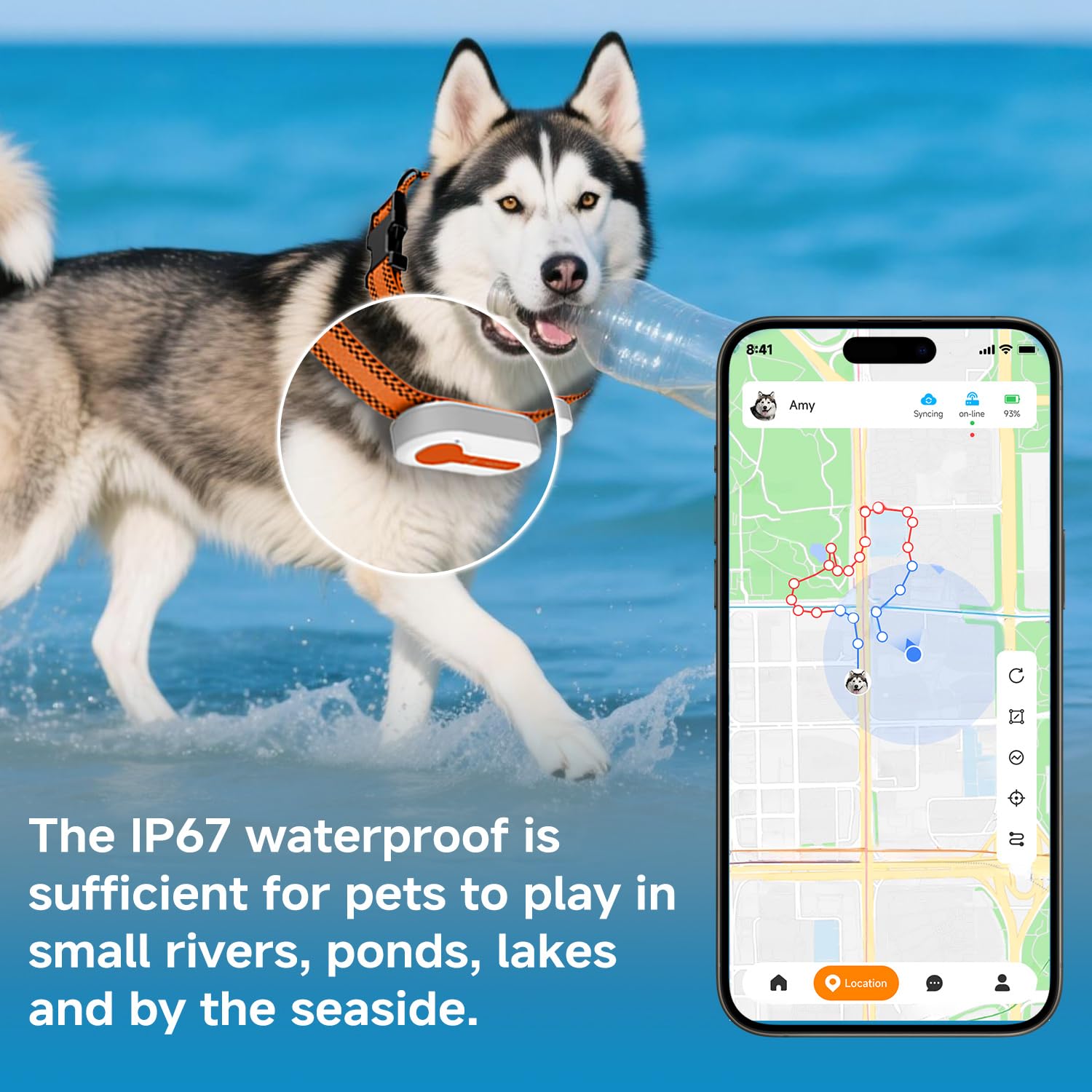 ROTX Rastreador GPS blanco para mascotas, impermeable, IP67, en tiempo real, alerta de salud y bienestar, valla virtual para mascotas de más de 11 libras, collar de perro, gato, accesorio de color