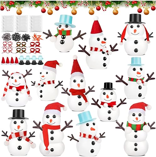 Kit de 12 piezas para construir un muñeco de nieve, manualidades de muñeco de nieve para niños, kit de bricolaje para niños y niñas de 4 a 12 años