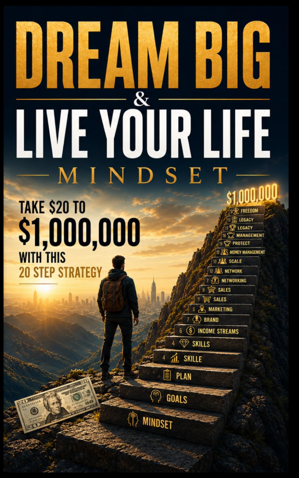 Dream Big & Live Your Life - Mindset: Take $20 to $1,000,000 with this 20 Step Strategy