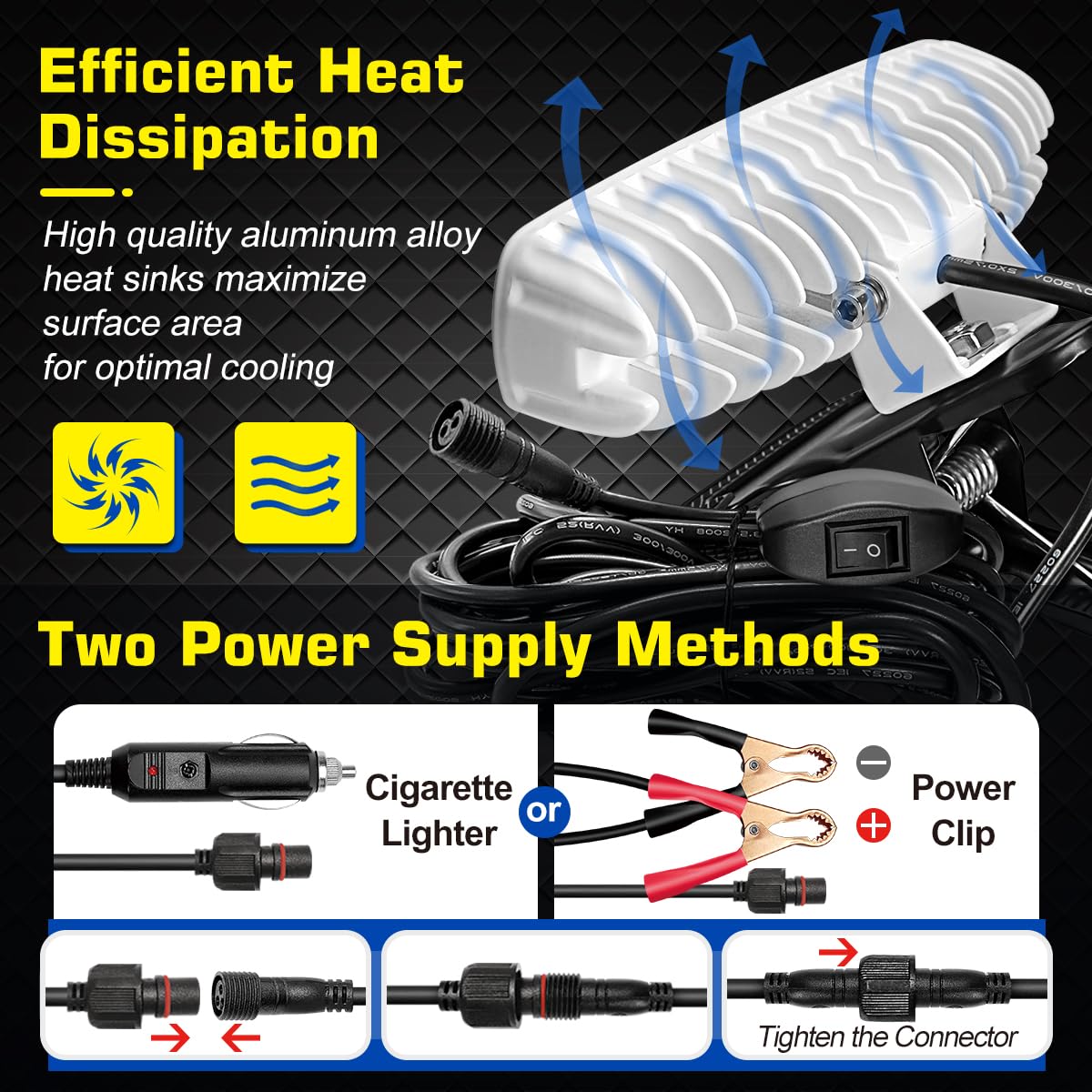 Flexible Clamp on Boat Spotlights 12V with ON/Off Switch, 6,3 Zoll LED Spotlight Leiste zum Aufstecken