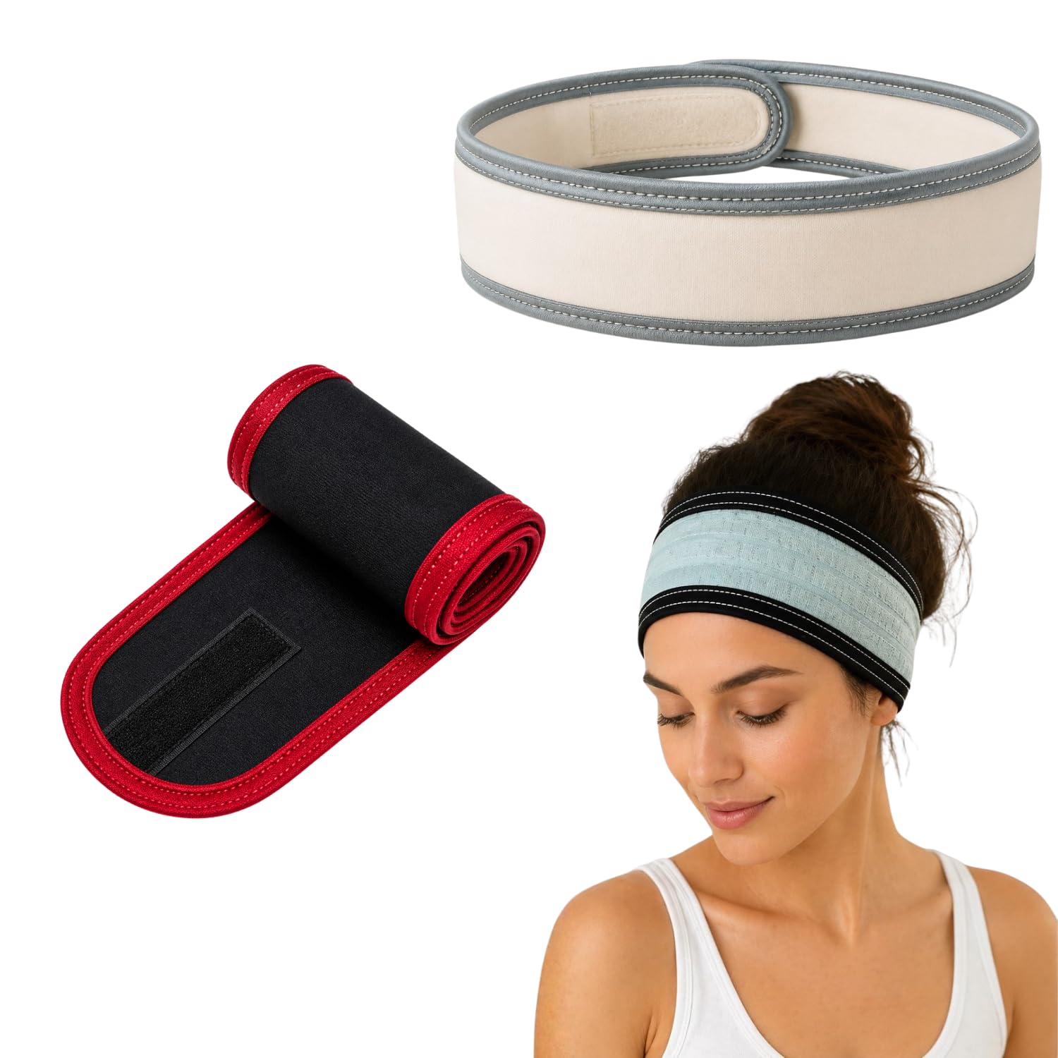 Onward 1 Pcs Spa Facial Headband for Women & Men | Soft Polycotton Makeup Hair Band for Face Wash, Skincare, Shower & Spa | Adjustable Stretchable Terry Cloth Head Wrap with Velcro | Reusable Non-Slip (Multicolor) (1 Pcs Headband)-image-42