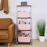 Vista 4 de Large Storage Baskets for Shelves, Closet Organizers Bins for Clothes Blanket Towels, Baby Nursery, Toy Baskets Box, Woven Rope Baskets, 17 x 13 x