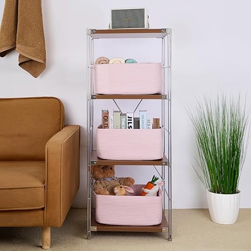 Miniatura 4 de Cestas grandes de almacenamiento para estantes, organizadores de armario, para ropa, manta, toallas, guardería, caja de juguetes, cestas de cuerda