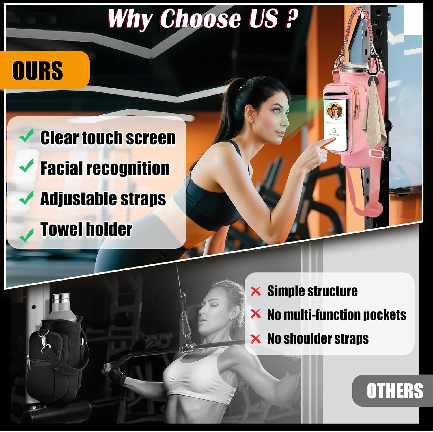 Magnetic Gym Bag for Men Women, Water Bottle Carrier Holder with Strap for Stanley, Small Bag Accessories pouch with N52 - Image 4