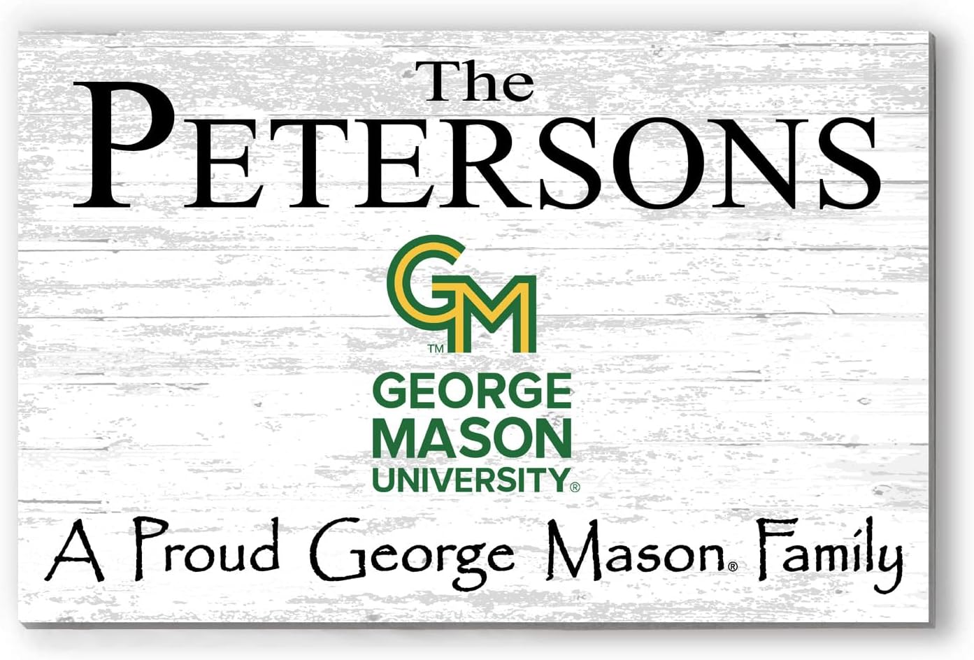 George Mason University Name Sign Solid Wood for GMU Patriots Family, Fans, Alumni, Students or Graduation (Proud George Mason Family)