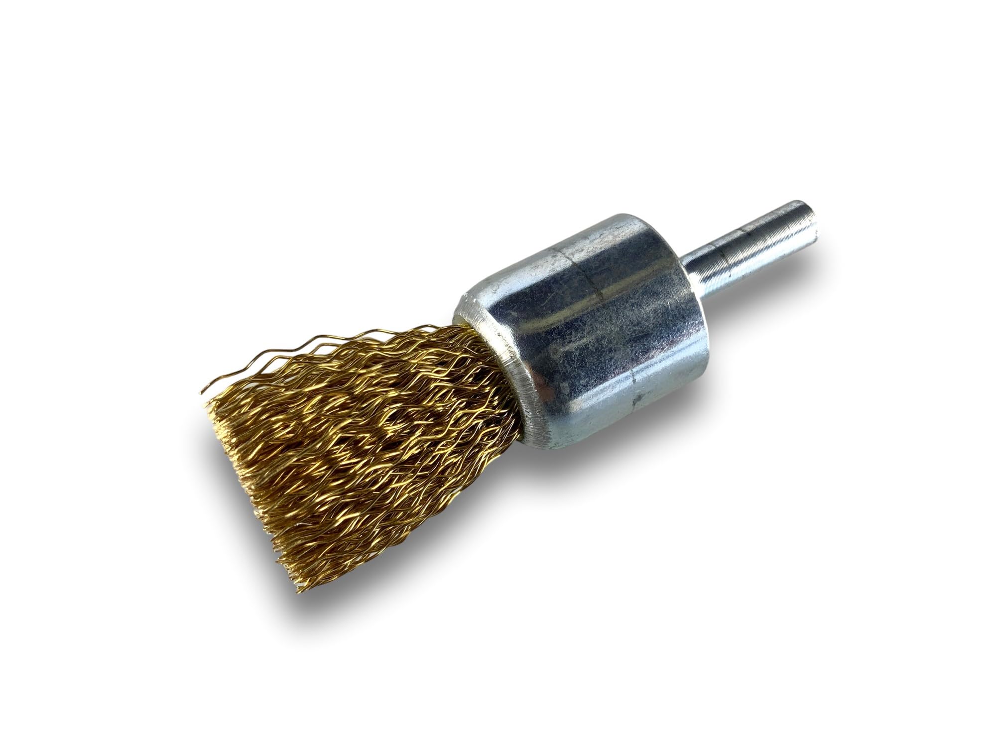 Metalowa szczotka obrotowa z końcówką Ø 22 mm | Zestaw 3 sztuk | Kształt pędzla na trzonku Ø 6 mm | Nici mosiężne Ø 0,30 mm twarde | Do wiertarki lub wkrętarki z uchwytem | Kibros 20LT22x3