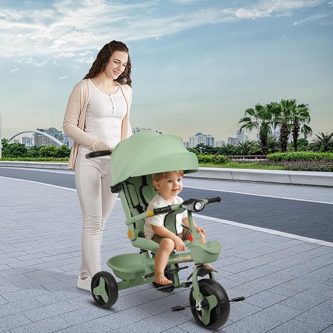 Passeggino per Bambino Leggero e Compatto da 0 Mesi a 4 Anni, Capacità di Carico Massima di 25 kg, Passeggino Pieghevole, Schienale Reclinabile, 100 * 75 * 50 cm - Verde