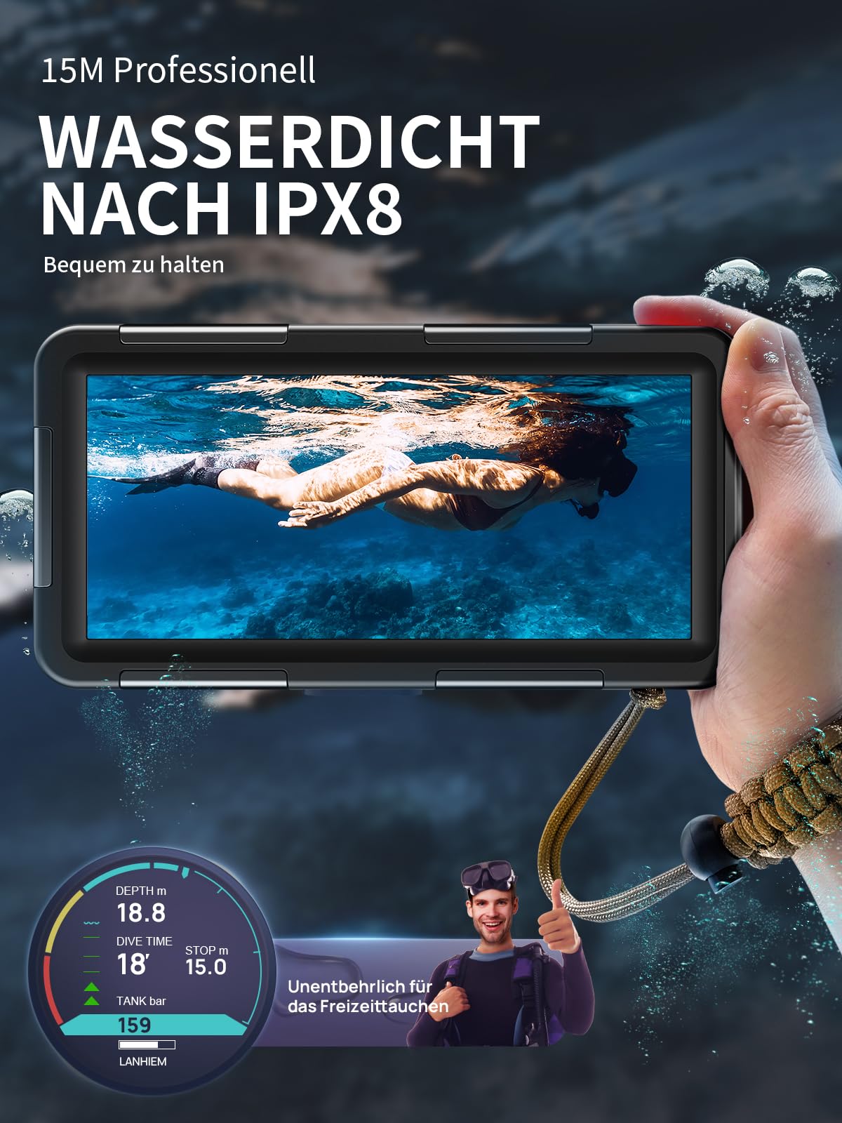 Lanhiem IPX8 15M Wasserdicht Hülle Universelle für 4.7-6.9'' Handy