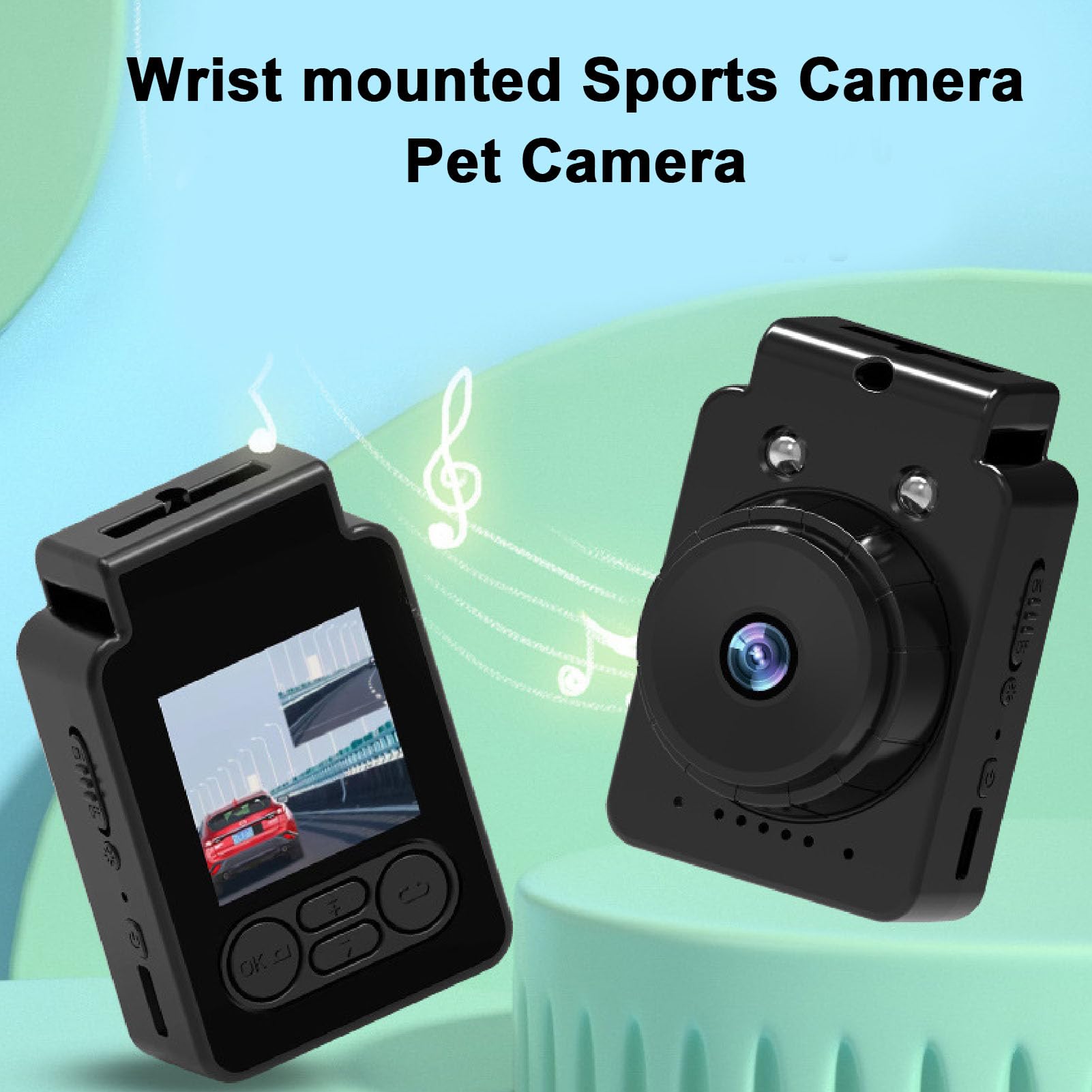 Obroża dla Kota HD 1080P z Nagrywaniem Wideo Bezprzewodowa Mini Kamera Sportowa, Mała Kamera Akcji, z kartą 32 GB, Kamera Korpusowa na Artykuły dla Zwierząt, Rzeczy, na Zewnątrz,