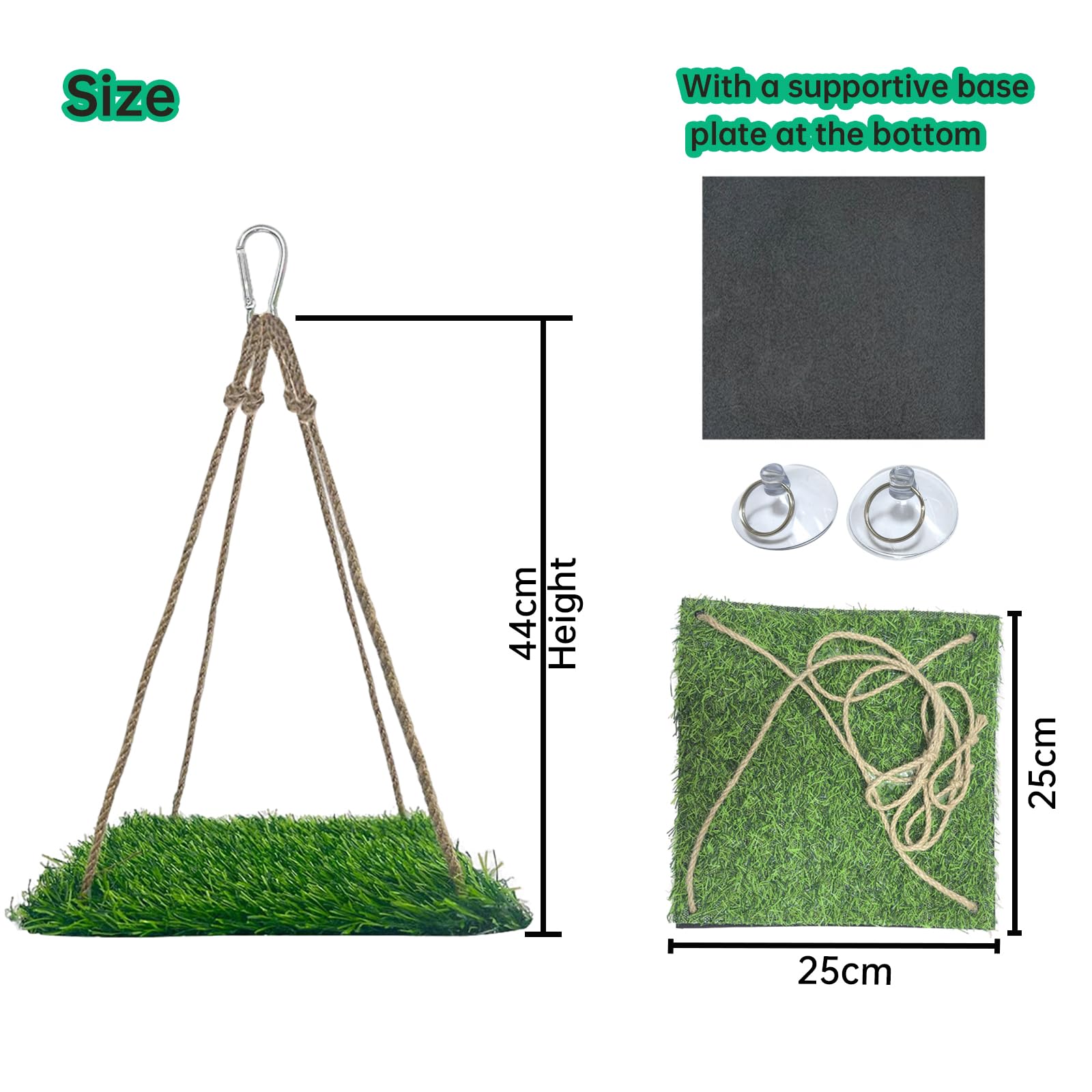 4-en-1 Plantes Suspendues et Hamac pour Reptiles – Ensemble de Décoration de Terrarium pour Reptiles avec Lianes Flexibles & Ventouses – Idéal pour Lézard, Caméléon, Gecko, Tortue (Vert)