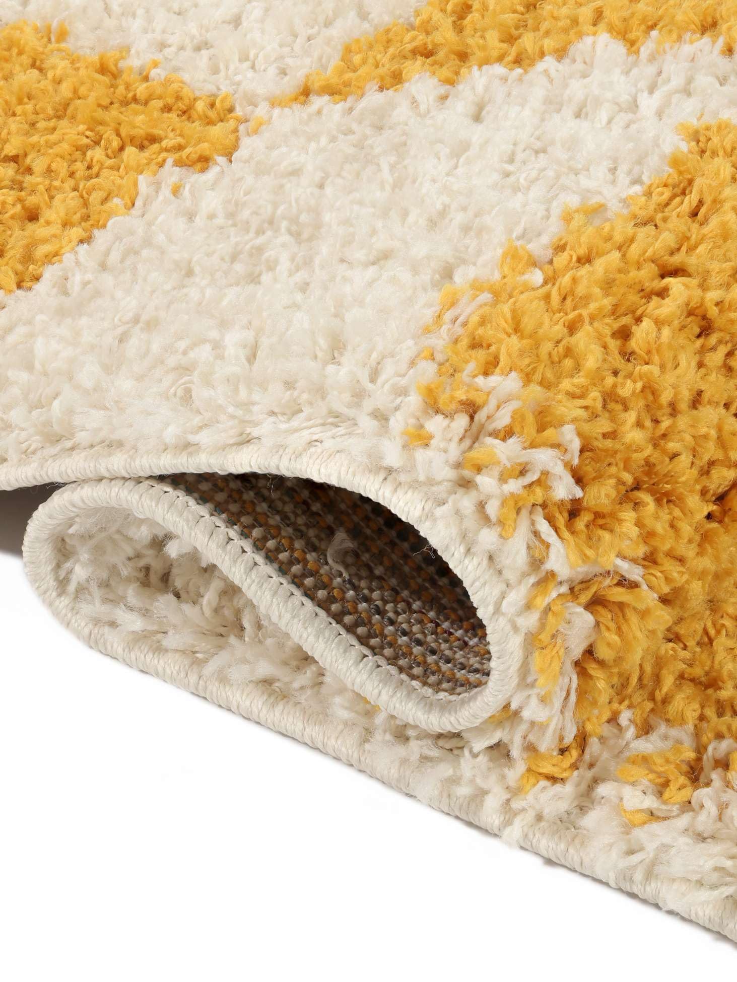 RugVista Chessie, Teppich, 140 x 200 cm, Rechteckig, Hoher Stapel, Wohnzimmer, Schlafzimmer, Nur chemische Reinigung, Oeko_tex_100, Gelb/Off Weiß
