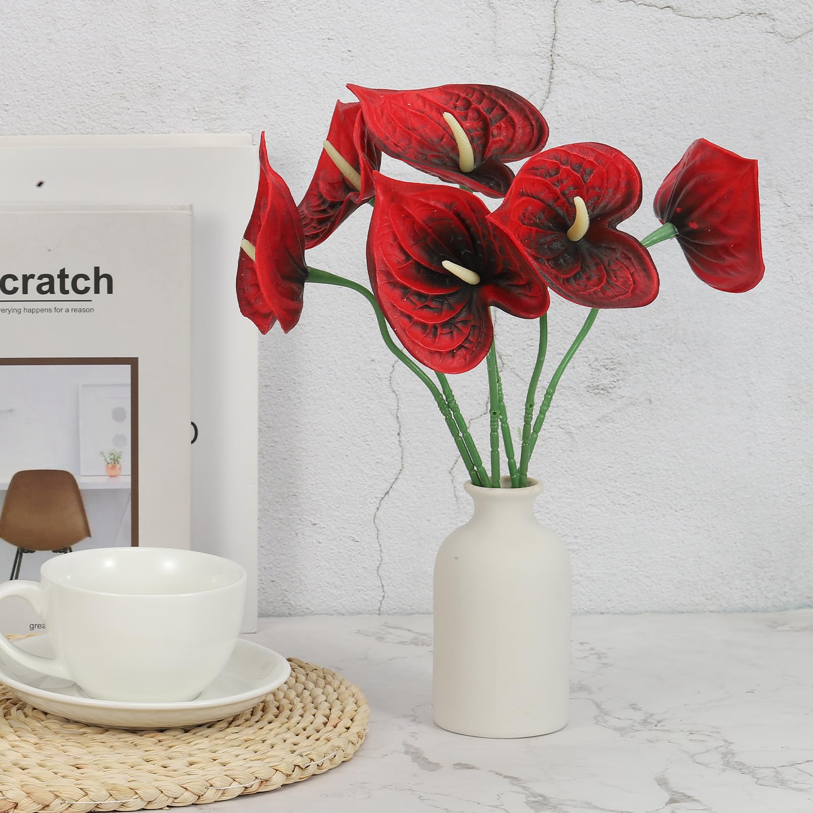 PATIKIL 13" Artificial Anthurium Lily Flowers - Image 4