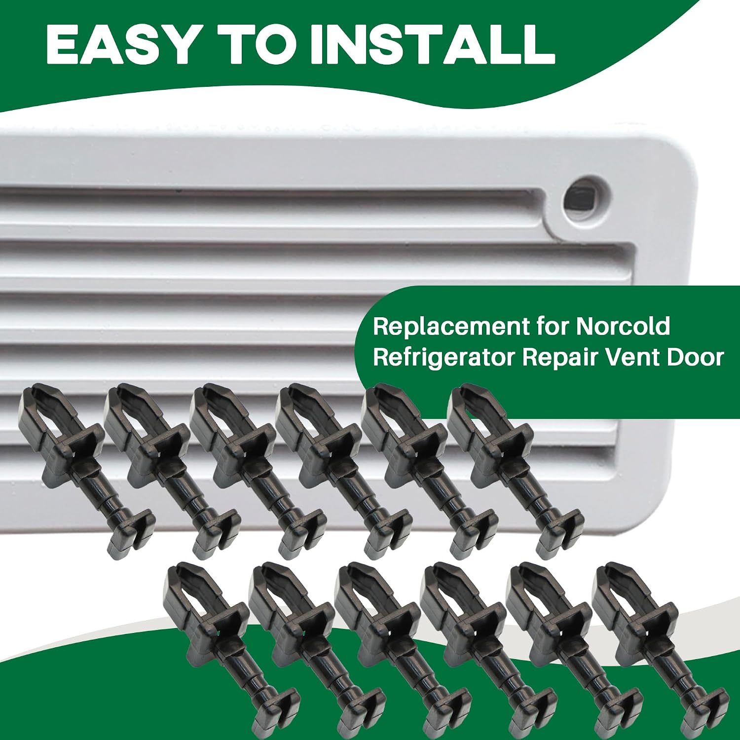 12 Pack RV Refrigerator Vent Clips for Norcold 617772 Replacement, Quarter Turn Panel Fastener for Camper Fridge Vent, Perfect Refrigerator Parts & RV Vent Latch for Norcold