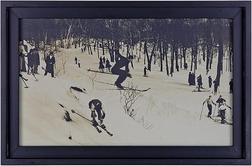 Melrose Decoración de pared de Navidad de salto de esquí vintage negro y beige de 18 pulgadas