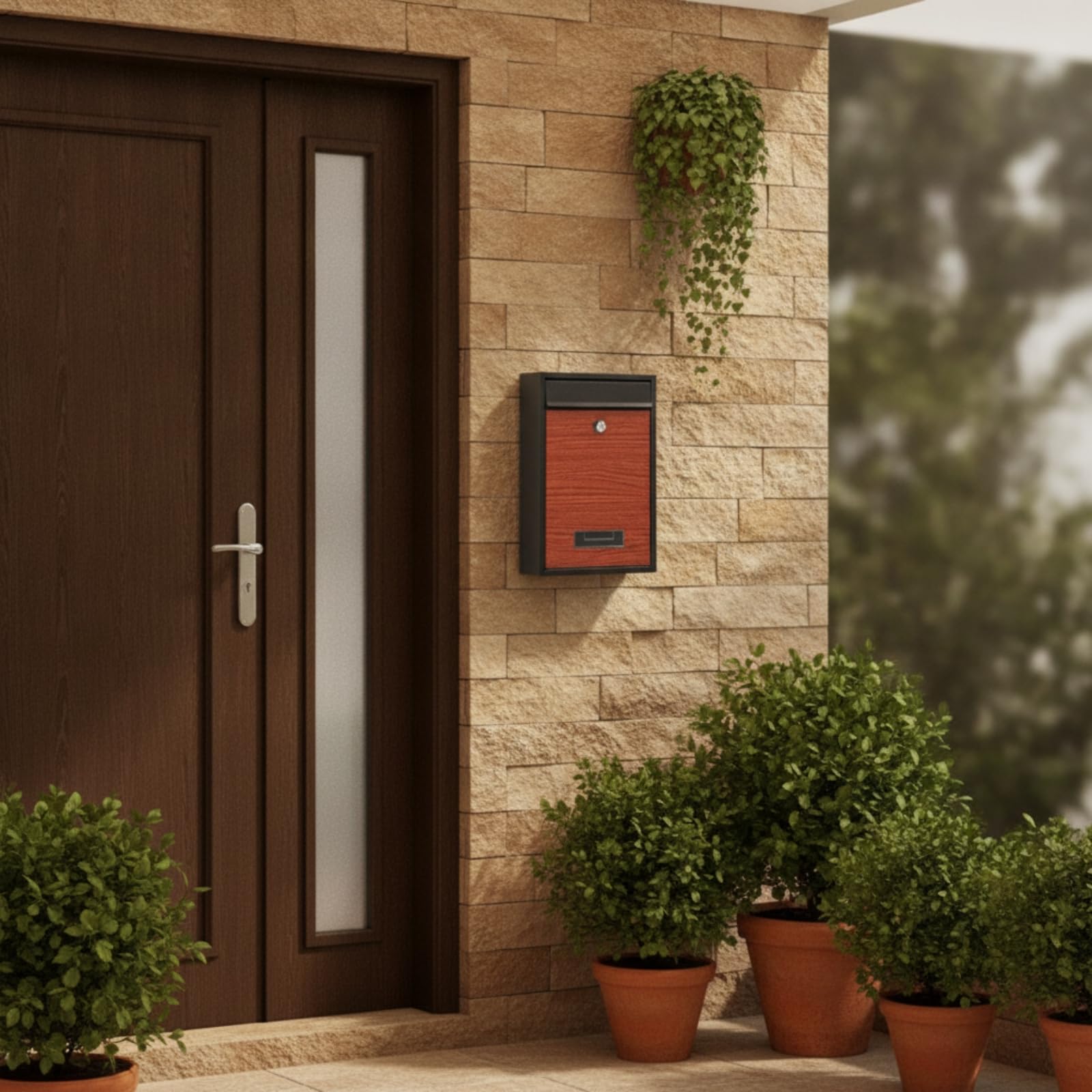 Colcolo Buzón Metálico Montaje en Pared con Tapa Protectora y Acceso Inferior para Recibir y Paquetes Pequeños Acuado para Entradas Casas, Negro, TX0020-1 Negro
