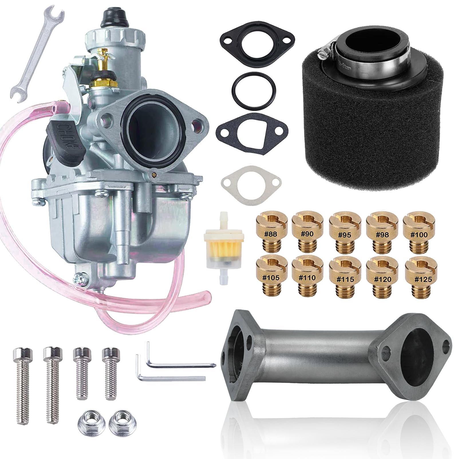 JMCHstore VM22 Carburator w/ Curved Manifold Racing Performance