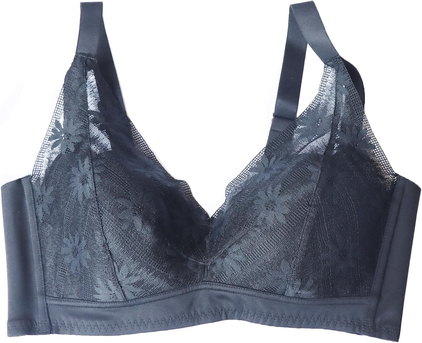 Women's Mulberry Silk Bralette Bras, Wireless Lace Triangle Tops Minimizer Wire-Free Lifting Large Size
