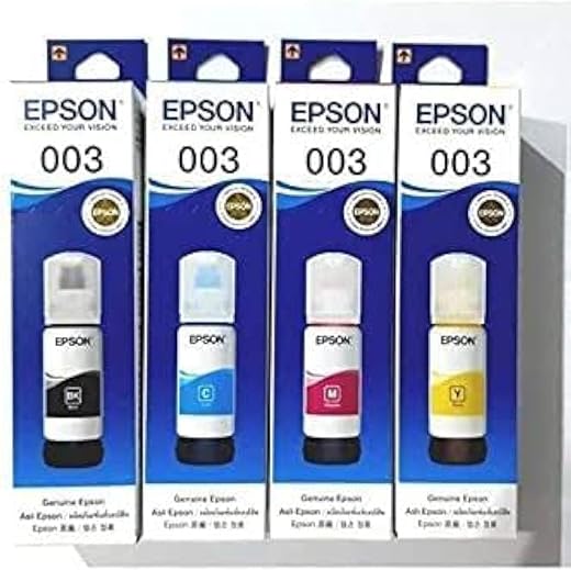 Epson 003 65ml Ink Bottle (Magenta, Yellow, Cyan, Black) ;Compatible with :L3110 /L3101/ L3150 / L4150 / L4160 / L6160 / L...