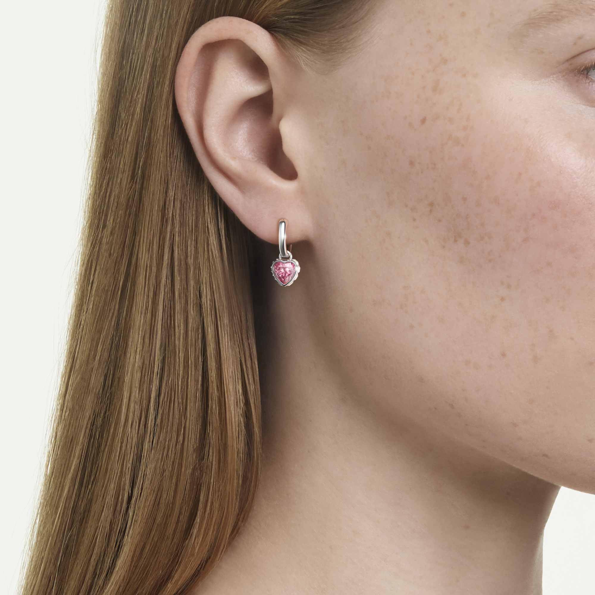 Swarovski Chroma Ohrhänger, Herz, Rosa, Rhodiniert