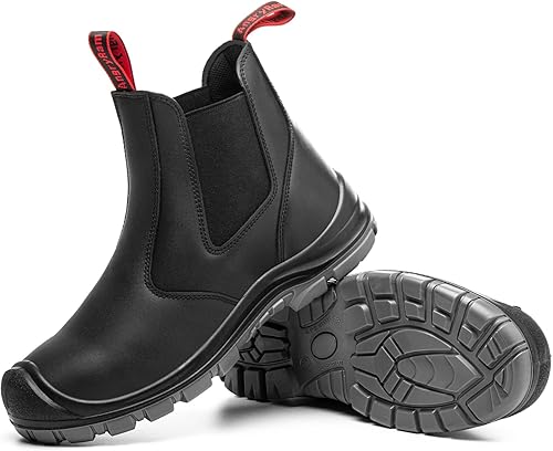 Miniatura 7 de ANGRYRAM Botas de trabajo con punta de acero para hombre, impermeables, zapatos industriales y de construcción, ligeras, cómodas, antideslizantes,