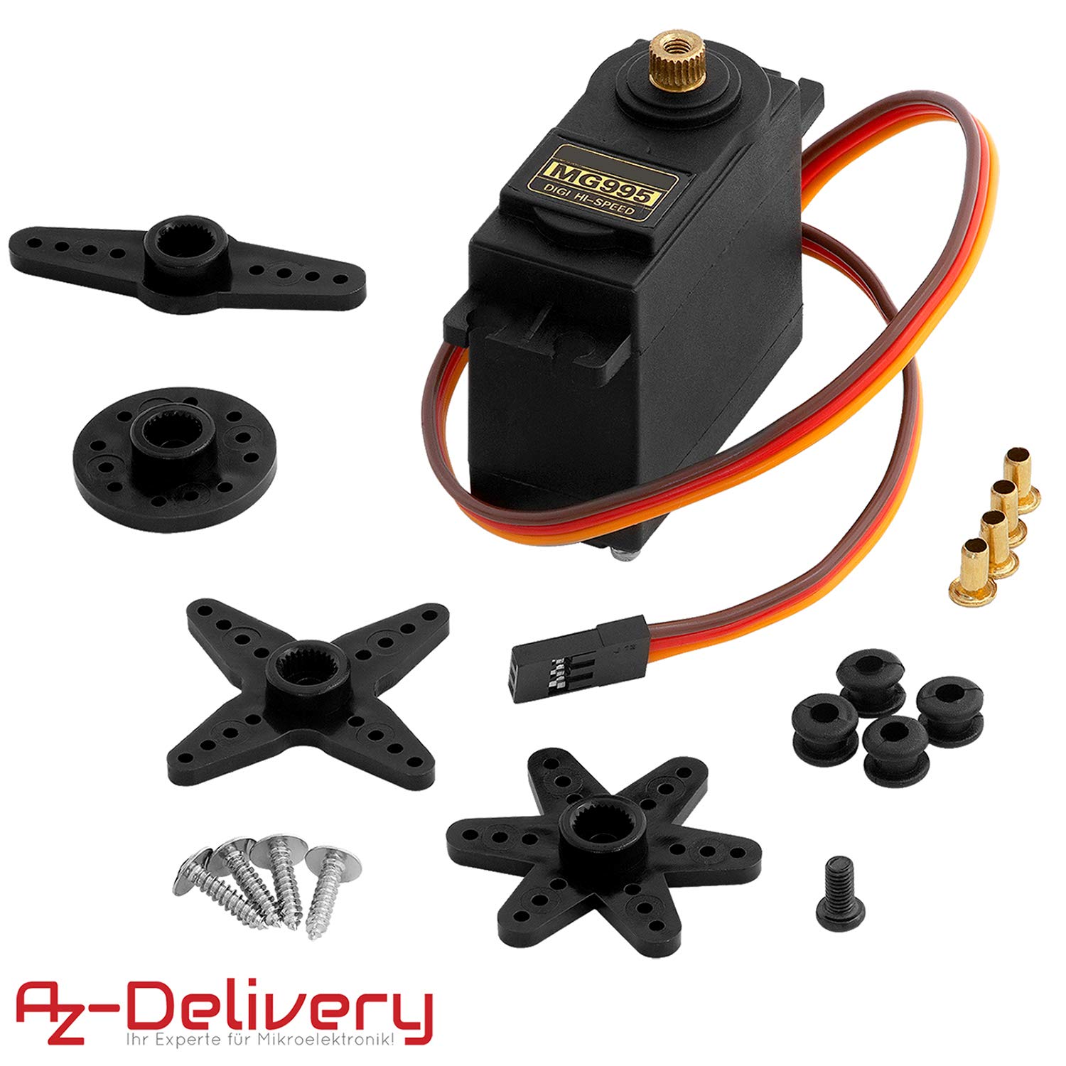 AZDelivery 3X MG995 Micro-Moteur servo numérique pour hélicoptère robotisé RC Compatible avec Arduino et Raspberry Pi y Compris Un eBook