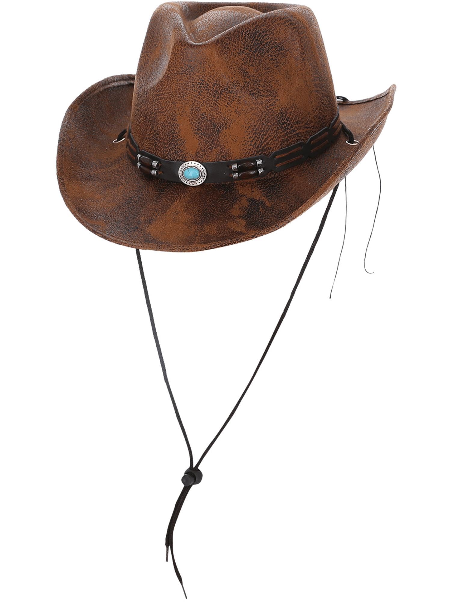 Smiffys Men's Brown Tan Leather Look Western Cowboy Hat