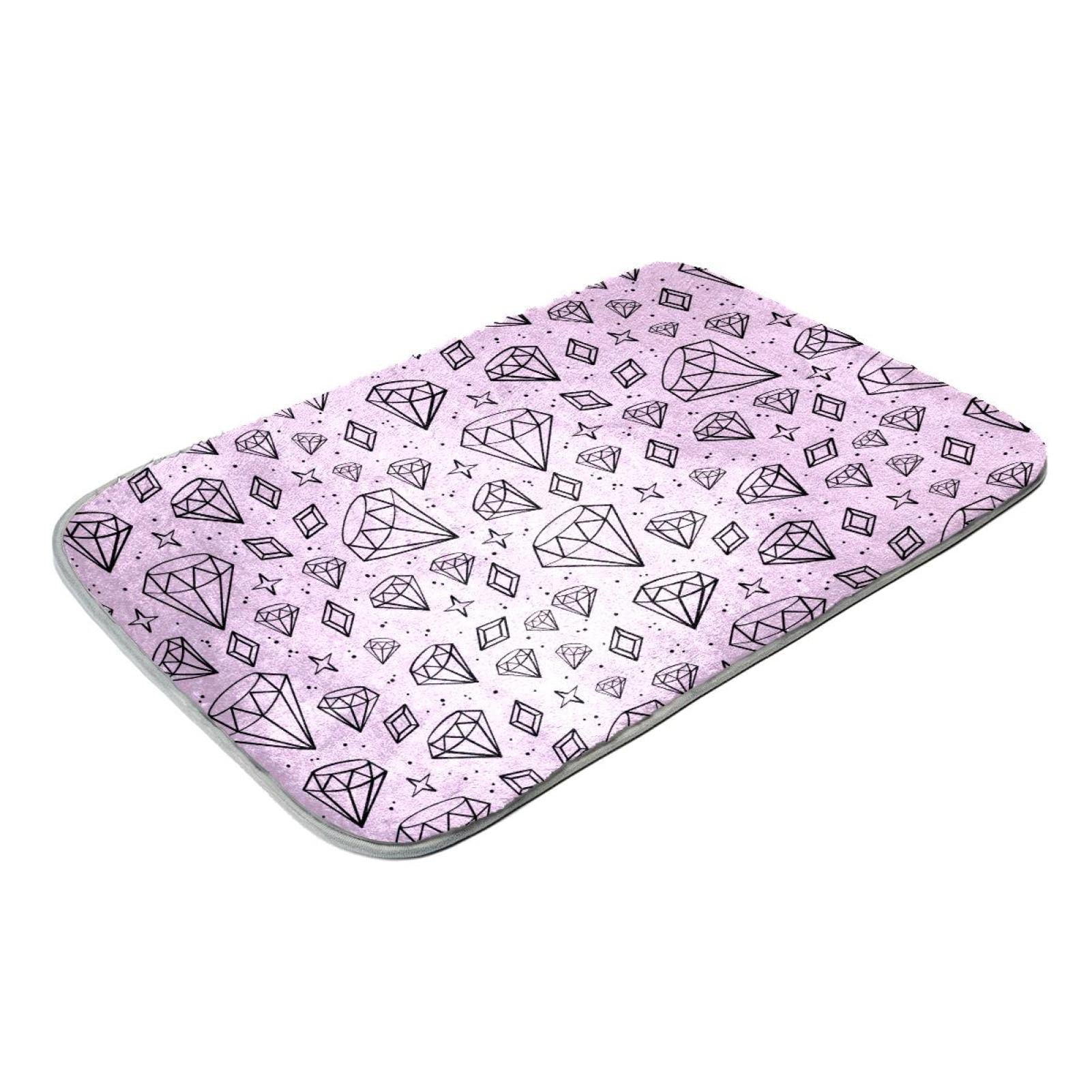 Fluffy Area Shag Teppich Ultra Weich für Schlafzimmer Rosa Rautenmuster 1
