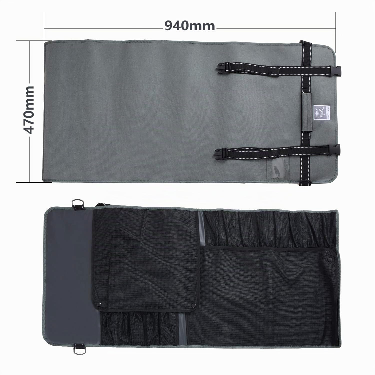 zayiko Messertasche Rolltasche für 12 Küchenmesser und 1 Schere bis 25 cm
