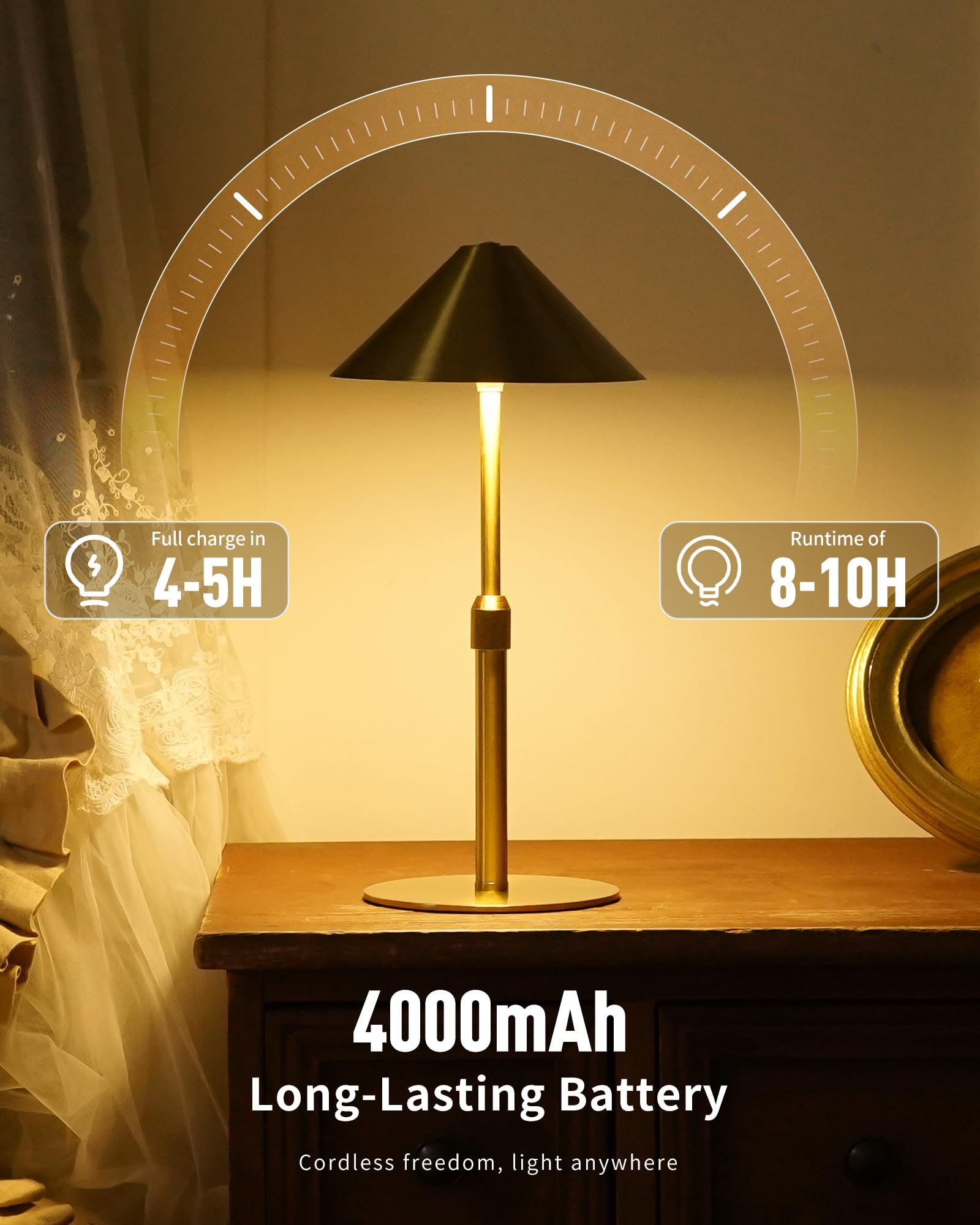 2 Lampade da Tavolo Ricaricabili Senza Fili – Casa e Ristorante, Design Moderno, Dimmer Touch, IP54 per Interno ed Esterno