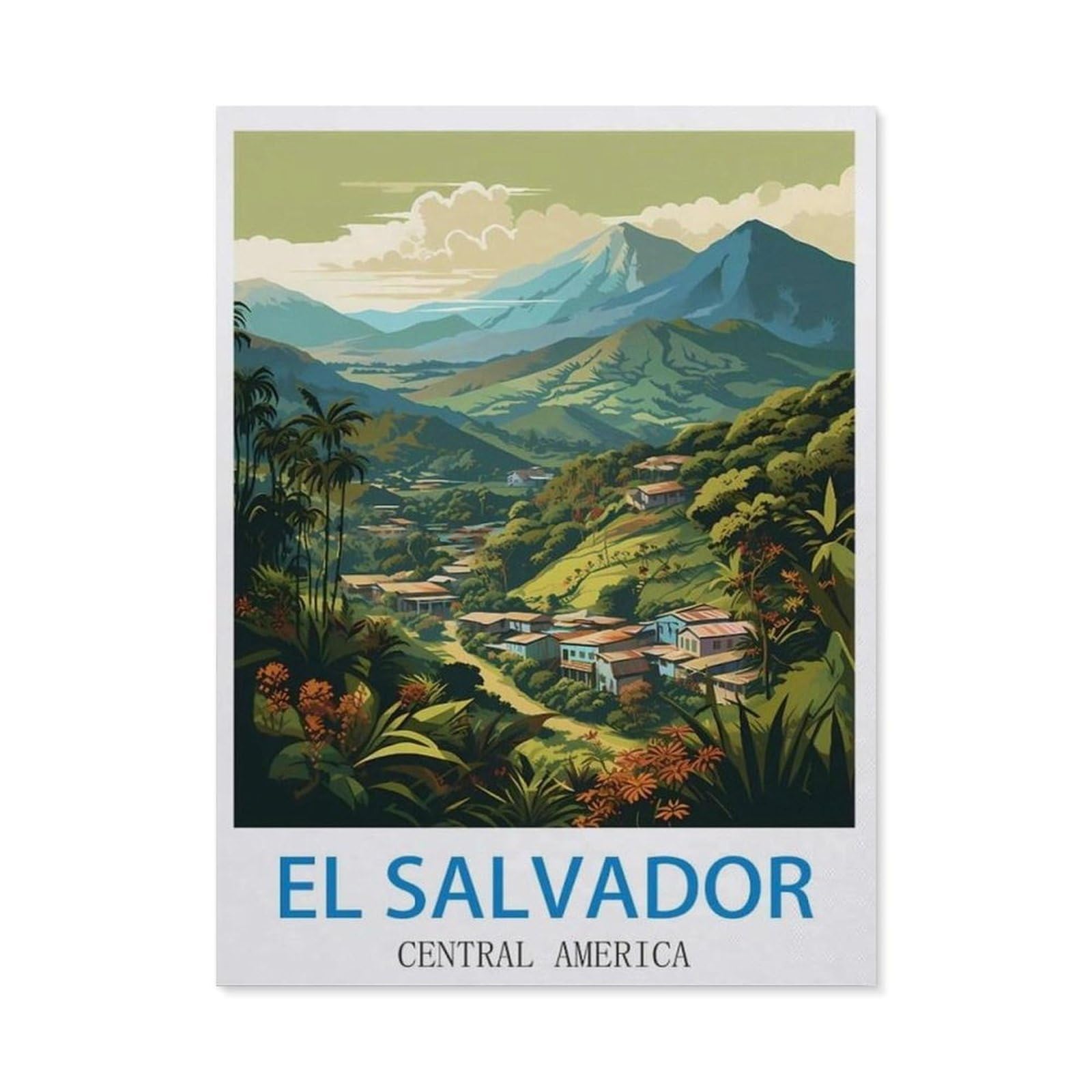 BEAYODKP 5D Diamond Painting Set for Adults and Children，El Salvador Central America，DIY Diamond Crystal Rhinestone Embroidery Painting（40 x 50 cm/15.74 x 19.68 inches）-CK58