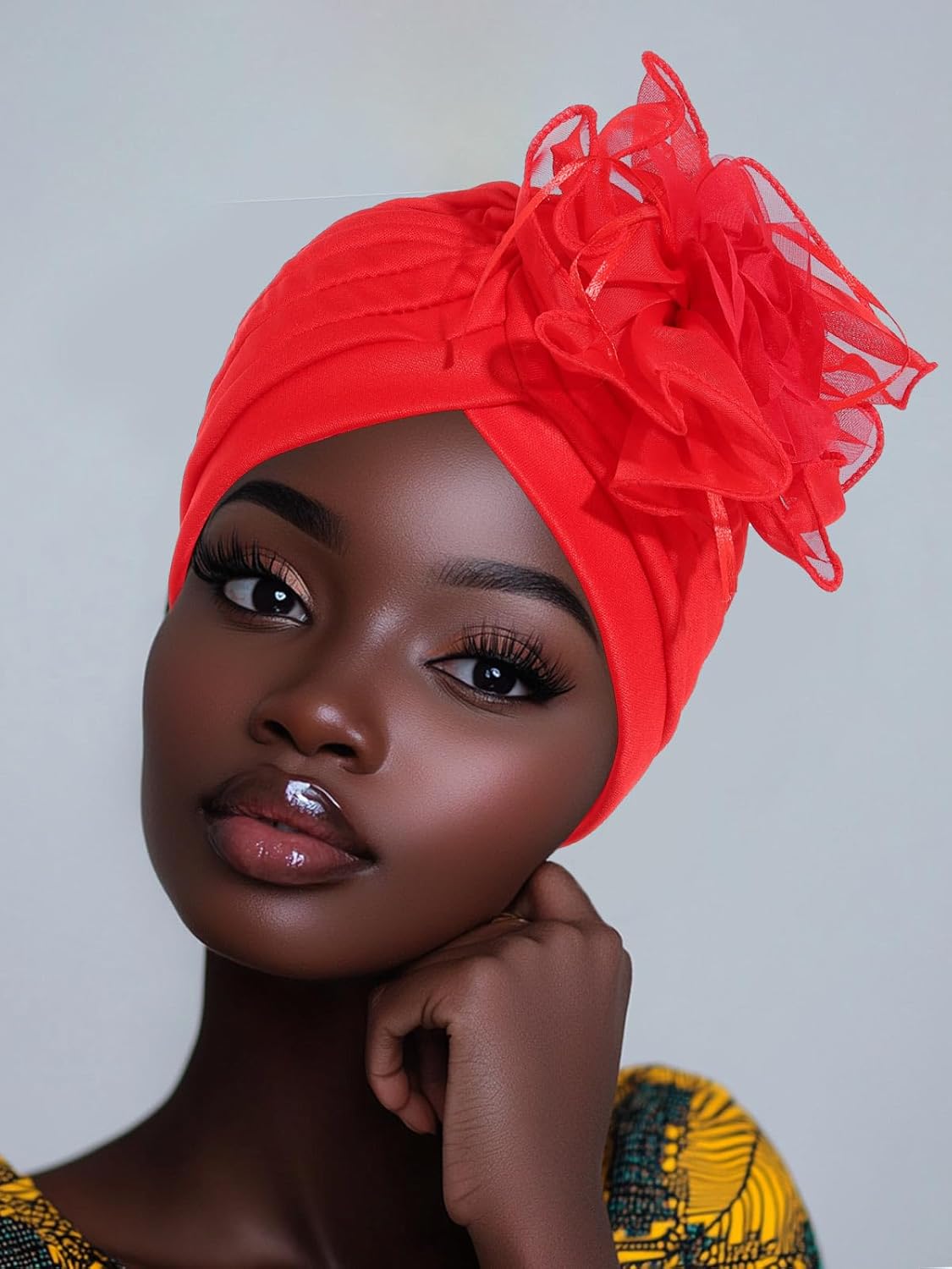 Headwrap Hair Turbans African Turban Flower Pearl Crystal Twisted Head Turban for Women Fashion - Image 3