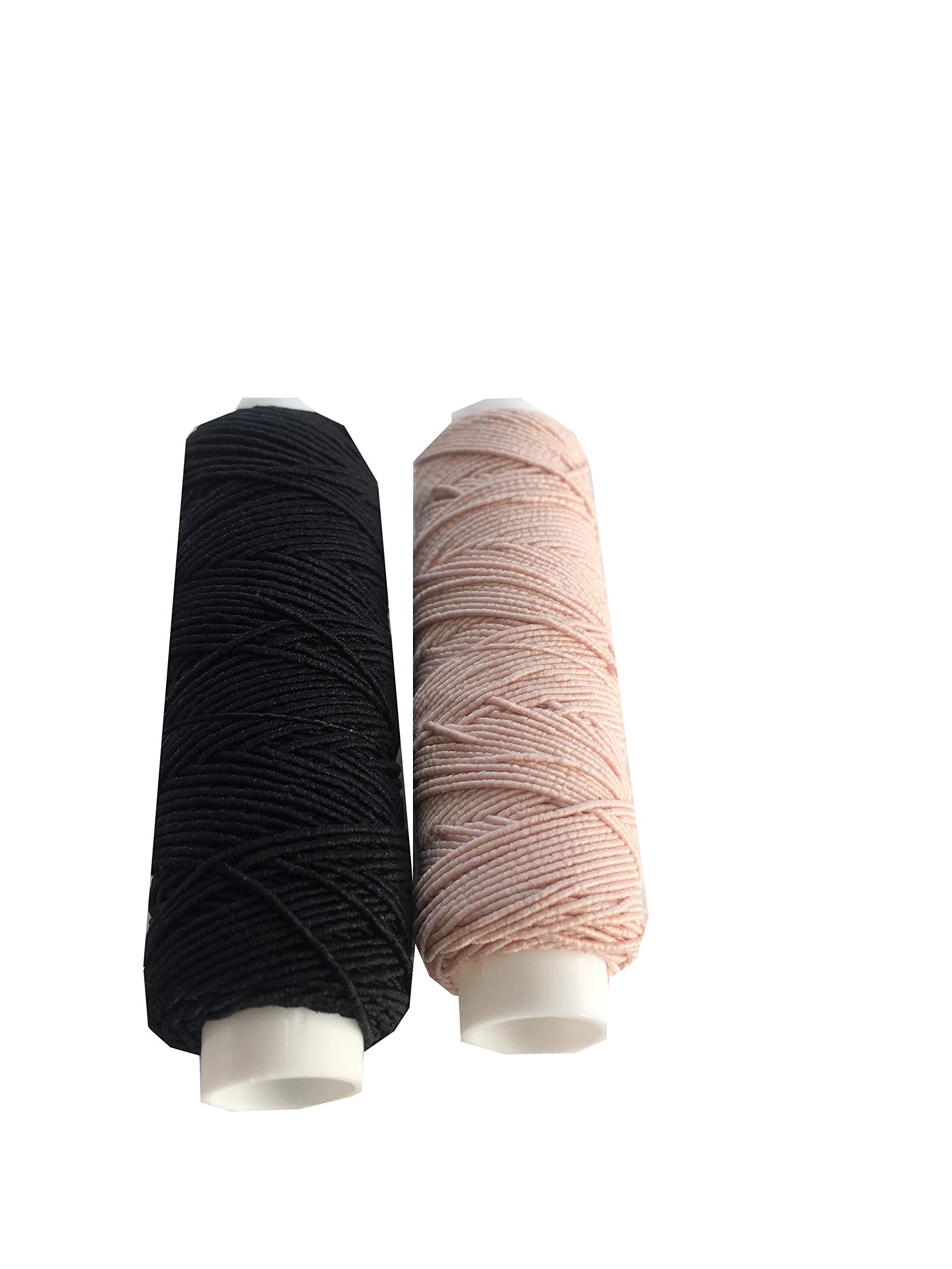 The Trimming Department Black & Peach Shirring Shearing Elastic Thread, 20 Meter Each Colour Per Spool, Pack Of 2 X 20M Spools, Sewing, Haberdashery, Craft, Smocking, Gathering, (Black & Peach), 30 Colours Available