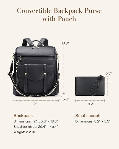 Miniatura 6 de Missnine Mochila universitaria para laptop para mujer, negro, 12 x 5.5 x 13.8 pulgadas (largo x ancho x alto), 35 L, convertible, resistente al