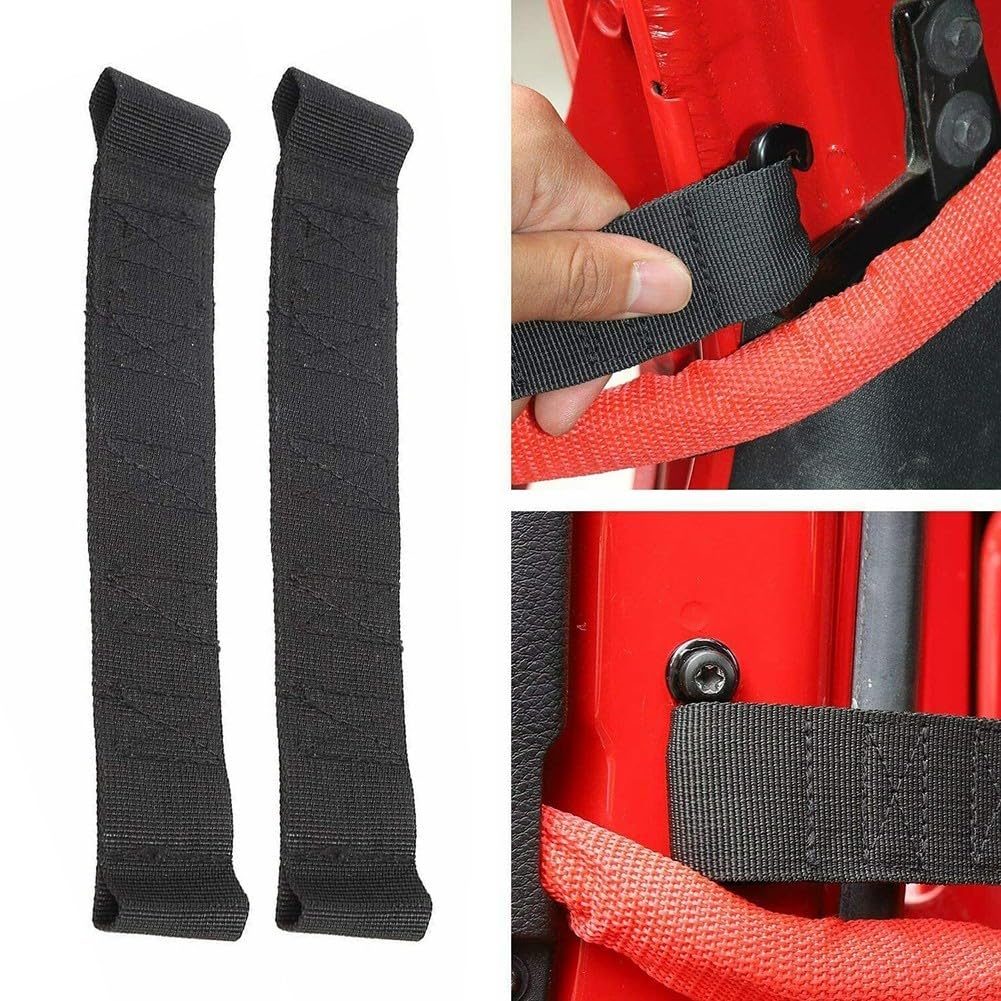 Cinghia di limitazione per portiera per Jeep Wrangler CJ YJ TJ JK JKU - Materiale in nylon resistente, aggiornamento robusto, previene l'apertura, confezione da 2 pannelli interni
