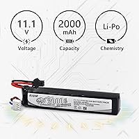 Vista 3 de elxjar Paquete de 2 baterías Lipo Airsoft de 11.1 V 2000 mAh con cargador de equilibrio USB para pistolas de Airsoft, rifles con conector 3S+SM-2P
