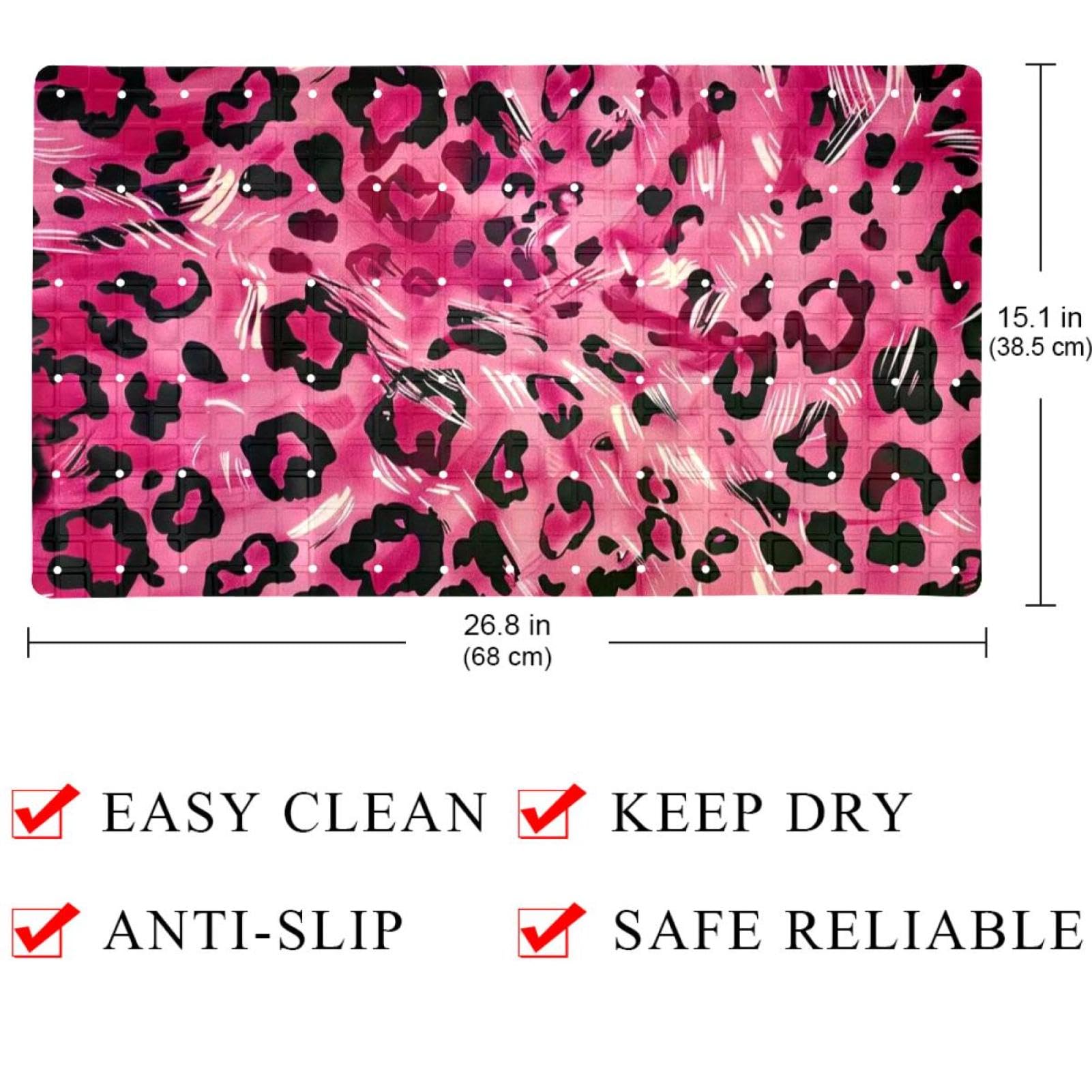 Tapis de bain de qualité supérieure - Antidérapant, facile à nettoyer et sans danger pour toute la famille - Imprimé léopard rose