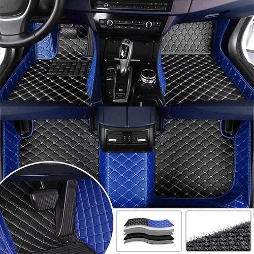 Alfombrillas de lujo personalizadas para automóvil compatibles con Mercedes Benz todos los modelos 1998-2023 (negro beige + azul)