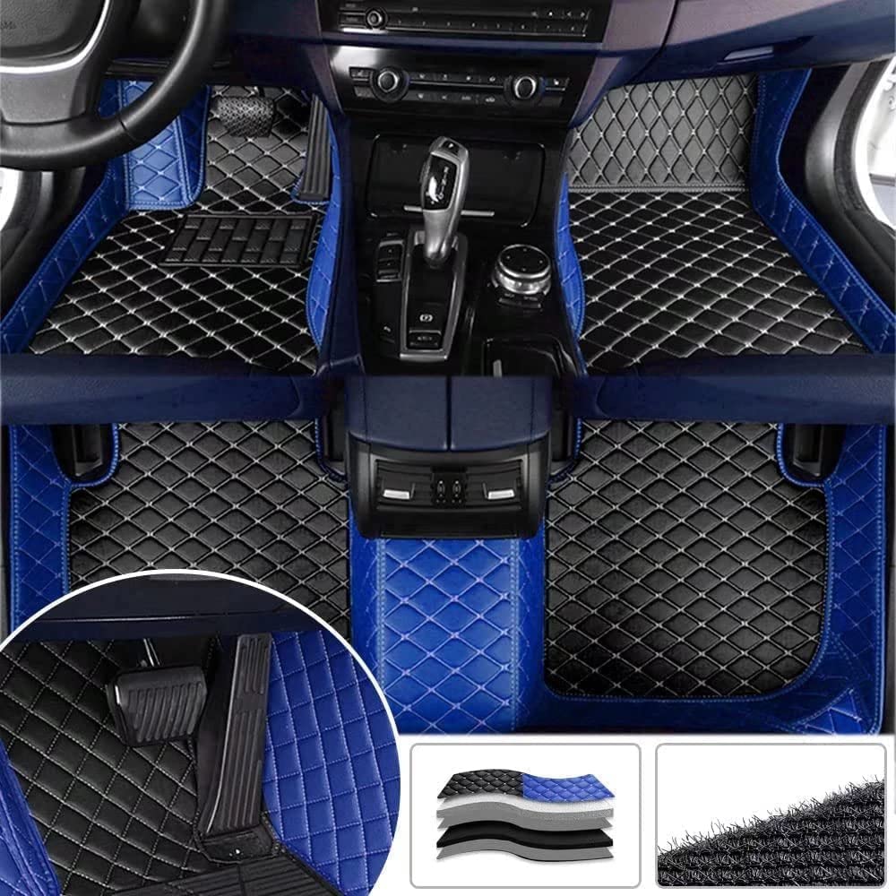 NYMCAR Custom Luxury Floor Car Floor Mats Compatible with BMW All Models 1998-2023 (Black Beige+Blue)