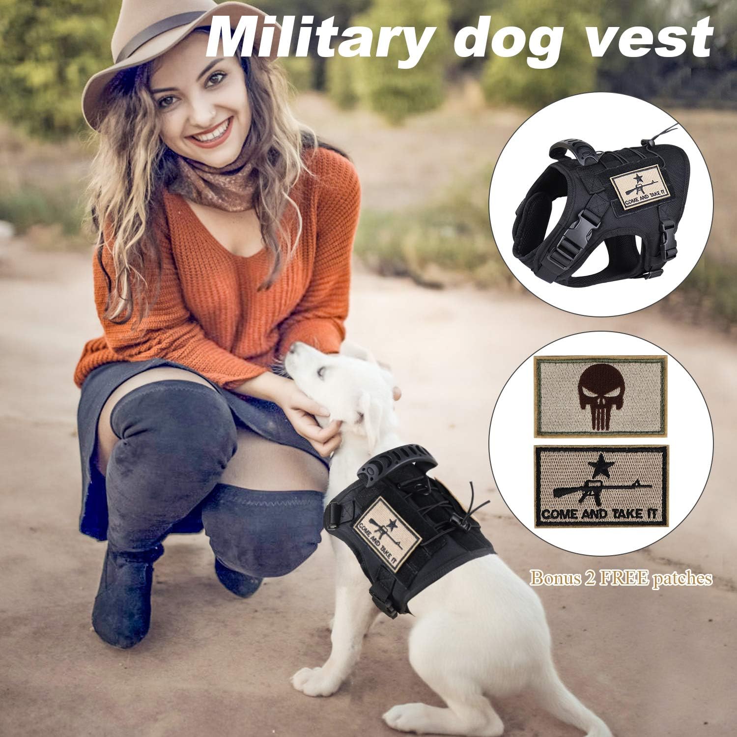 Tactical Dog Training Harness Outdoor Working Vest Adjustable Military MOLLE Dog Vest Harness with Rubber Handle