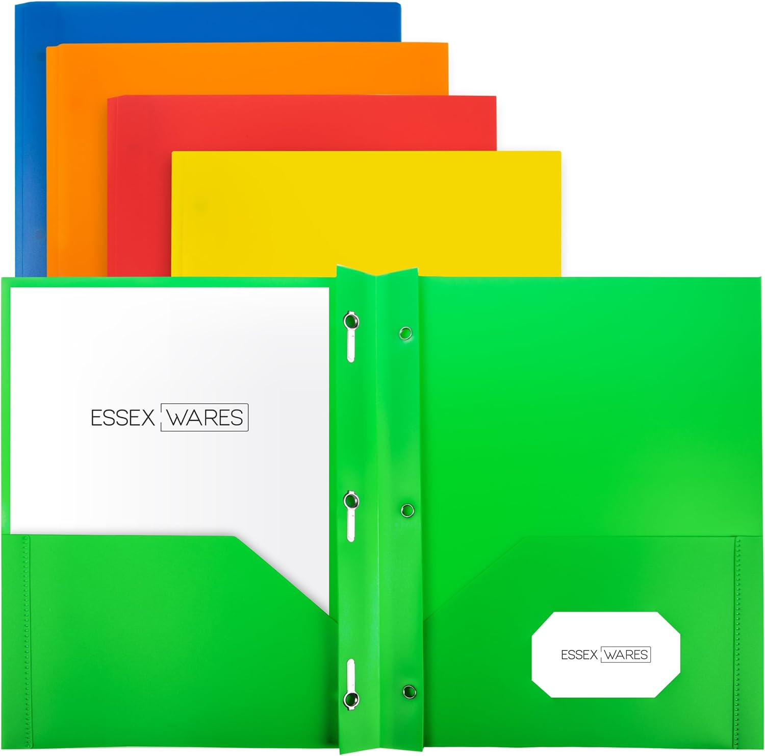 Essex Wares 5 Pack, Three Prong Folder Red, Green