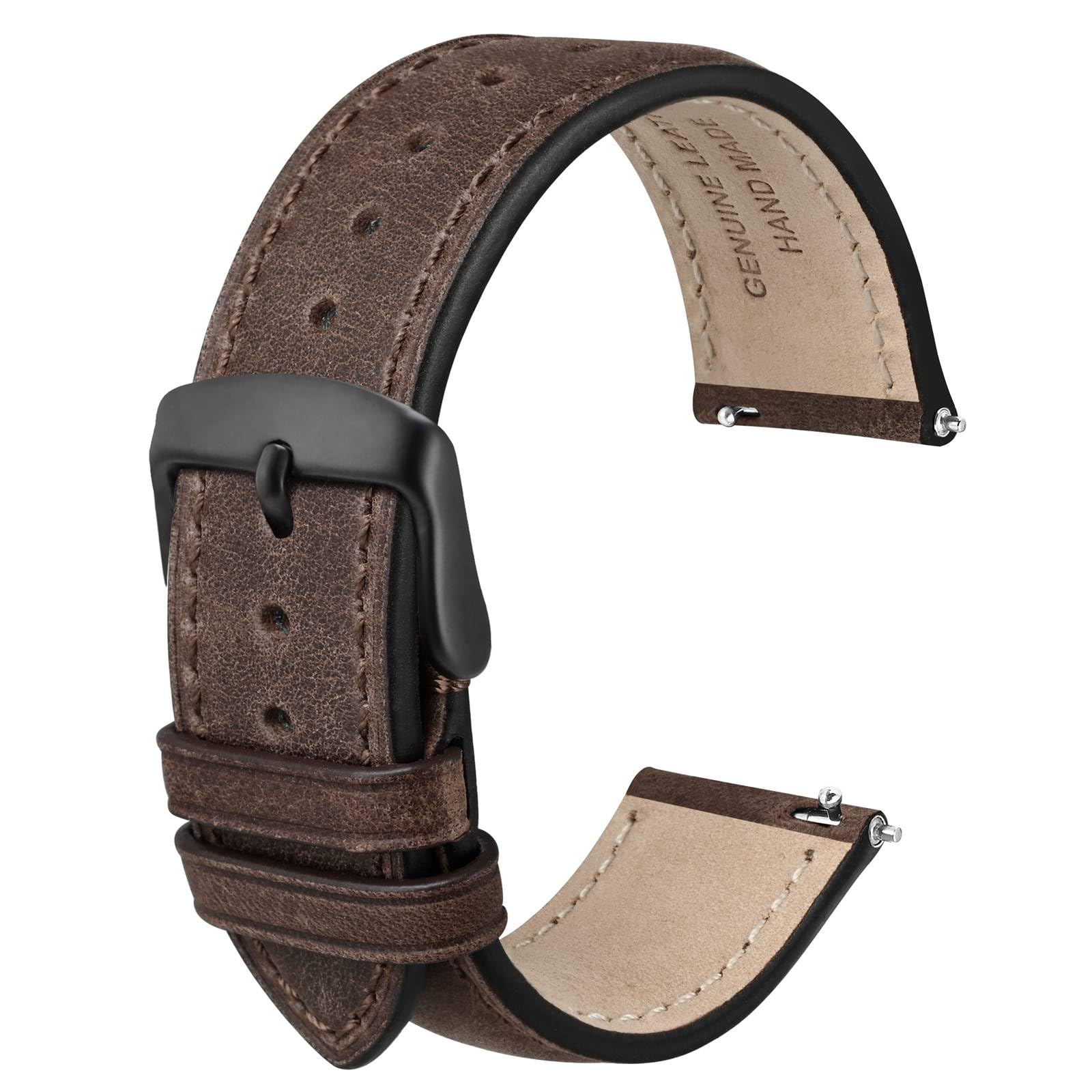 Anbeer Uhrenarmband aus Leder mit Schnellverschluss, echtes