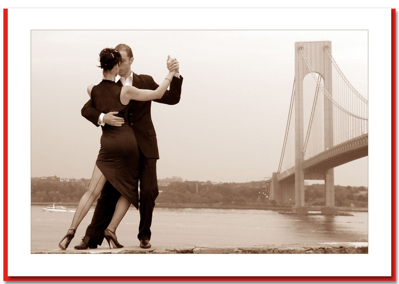 Tango at Verrazano Bridge, New York - Handmade Christmas Photo Greeting Cards