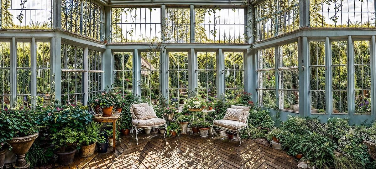 Sabrikas Let Your Creative Spirit Run Free Light English Country Orangerie Retreat Hd Garden Mural Tapestries Outdoor Curtain Banner Privacy Screen Wall Hanging 3D Tapestry Backdrop Display W157.48 Inches X H70.87 Inches