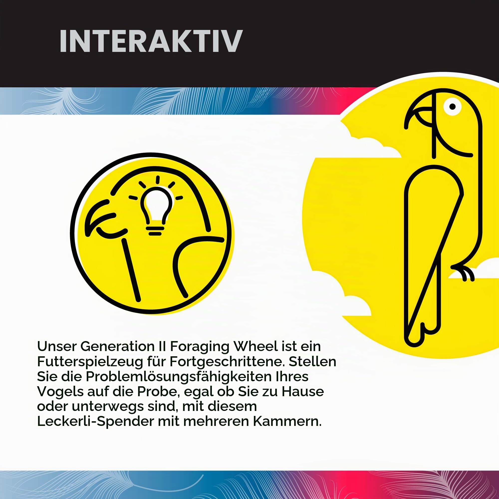HappyBird ® | Leckerchenrad XL Foraging Wheel -Futtersuche mit Spaß