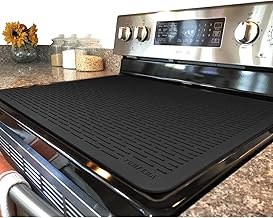 Stove Top Cover for Electric Stove - Silicone Stove Mat for Glass Top, Glass Cooktop Protector For Kitchen,Multi-functional Oven Covers for Electric Stove (Black,28 x 20)